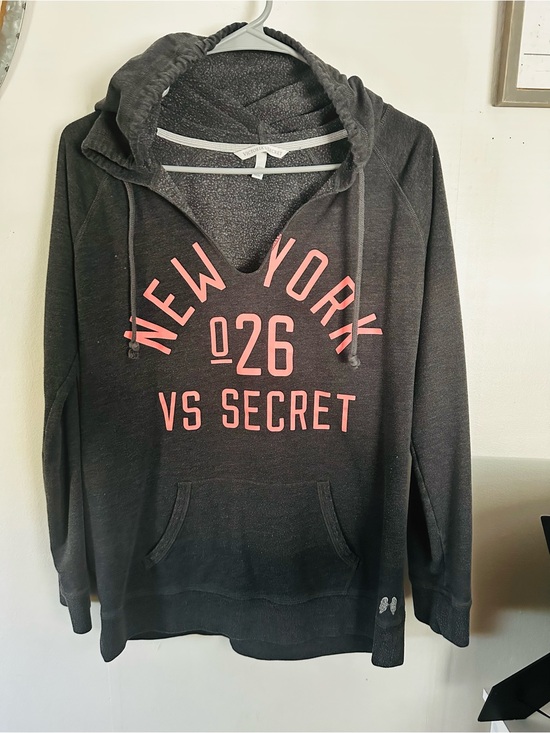 Victoria's Secret Tops - Victoria's Secret Black Pullover Hoodie with White Label MEDIUM